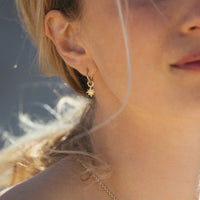 Gold Tiny Cupid Hoops With Baby North Star Charms