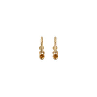 Gold Tiny Cupid Hoops With Mini Citrine Earring Charms