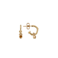 Gold Tiny Cupid Hoops With Mini Citrine Earring Charms