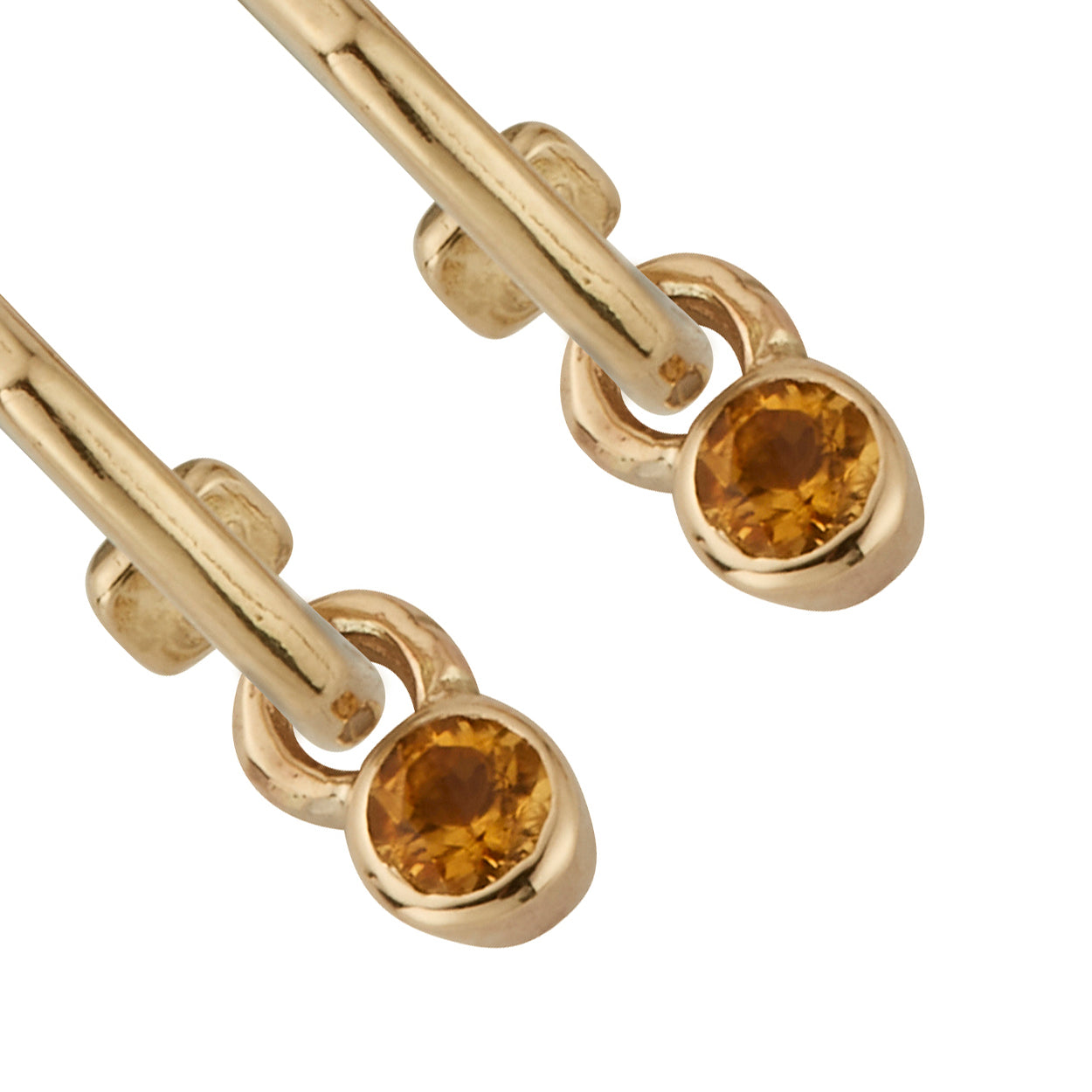 Gold Tiny Cupid Hoops With Mini Citrine Earring Charms
