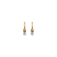 Gold Tiny Cupid Hoops With Mini Blue Topaz Earring Charms