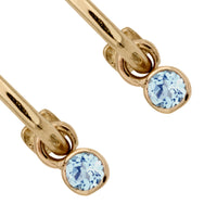 Gold Tiny Cupid Hoops With Mini Blue Topaz Earring Charms
