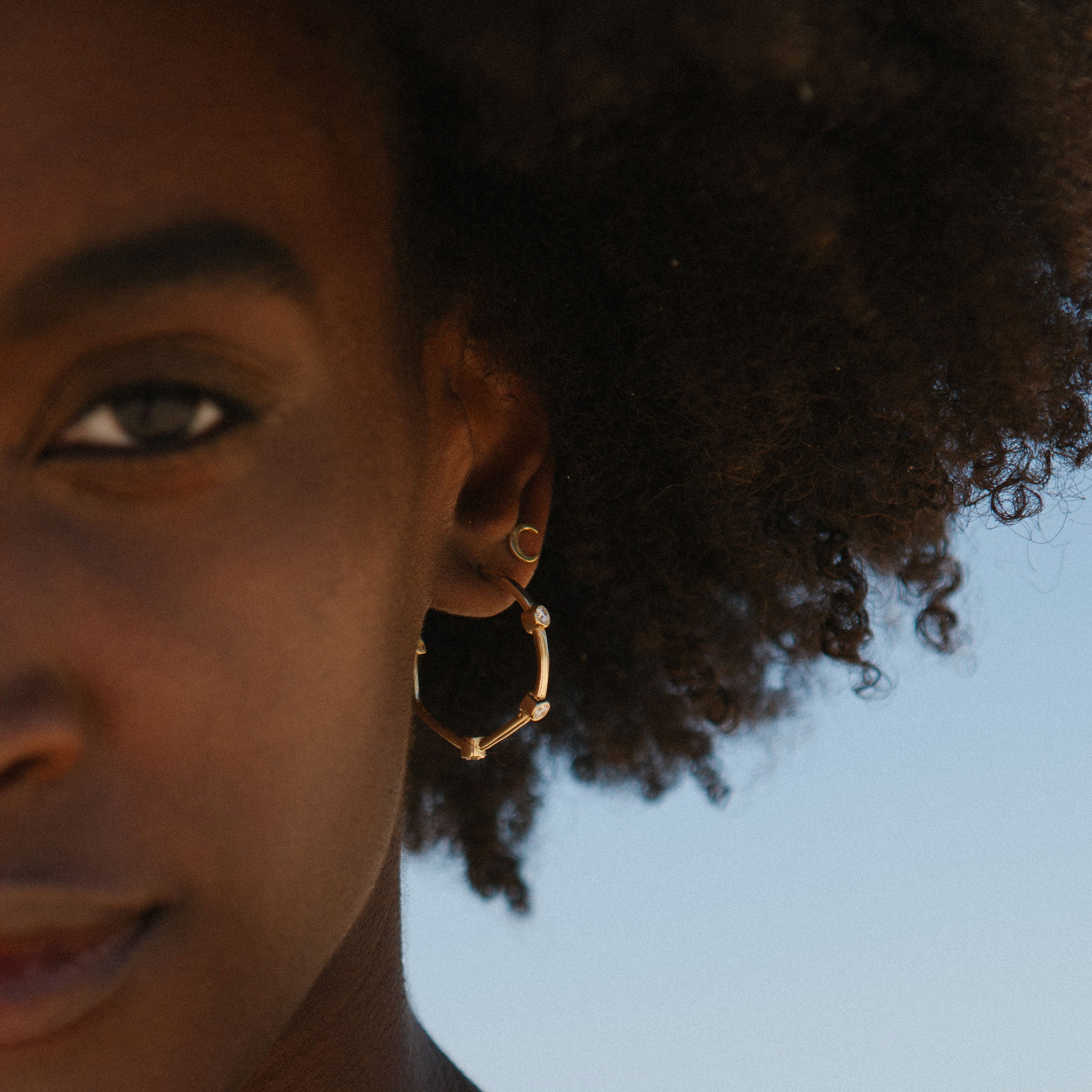 Gold Tiny Moon Single Ear Charm