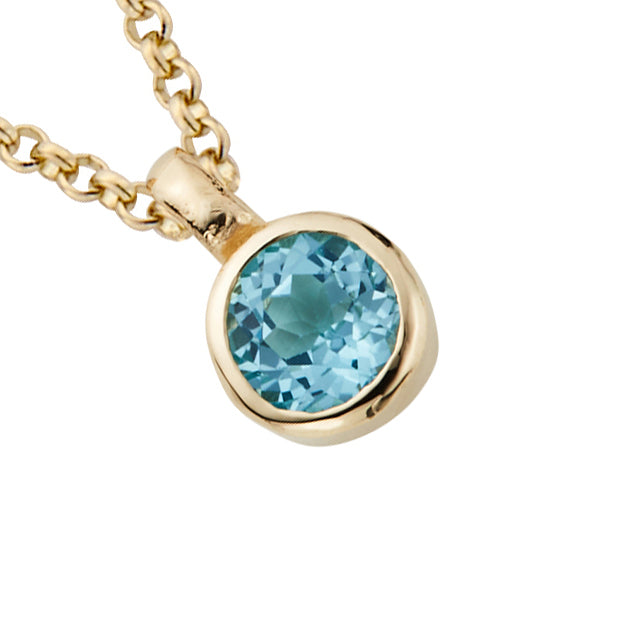 Gold Blue Topaz Baby Treasure Necklace