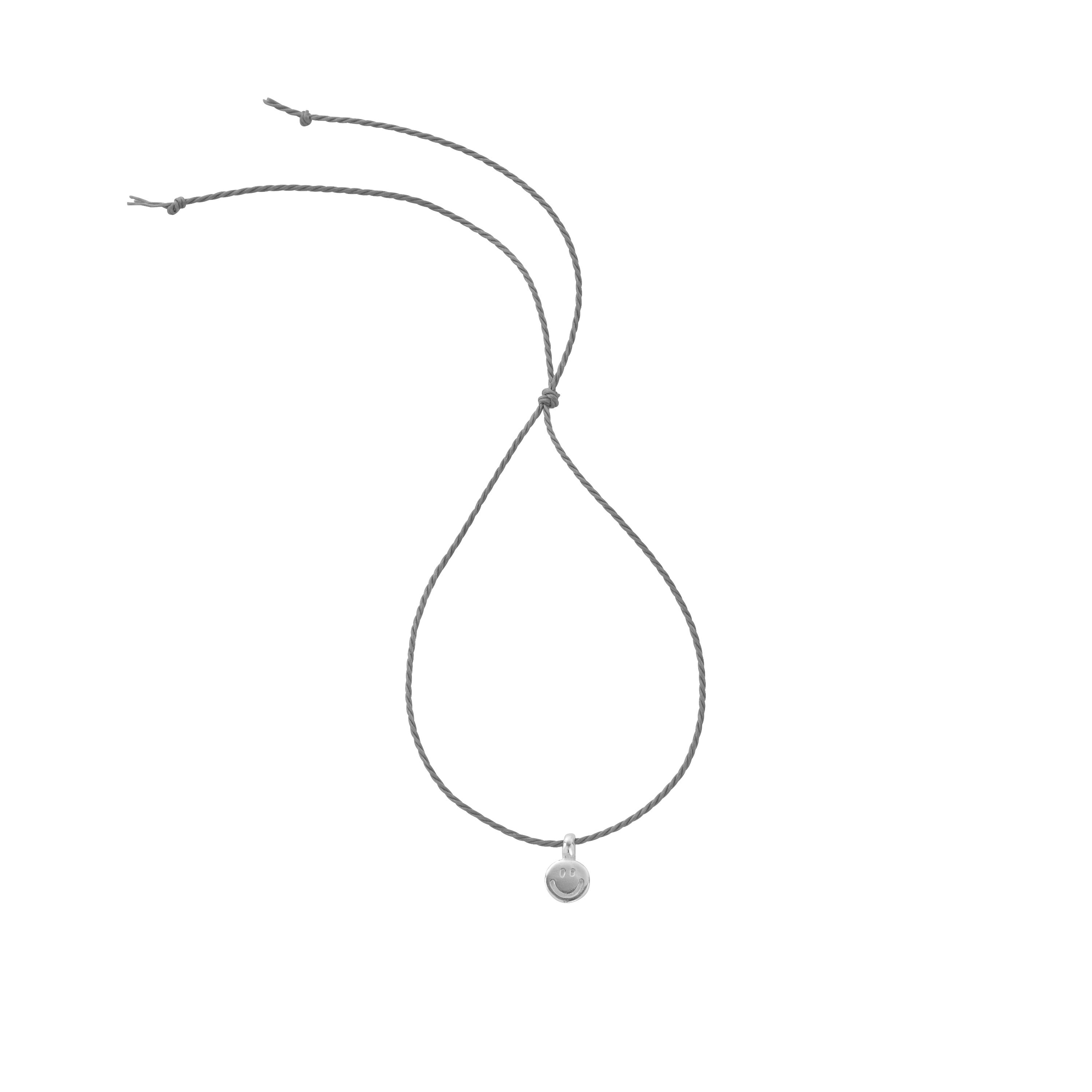 Silver Smiley Face Cord Bracelet