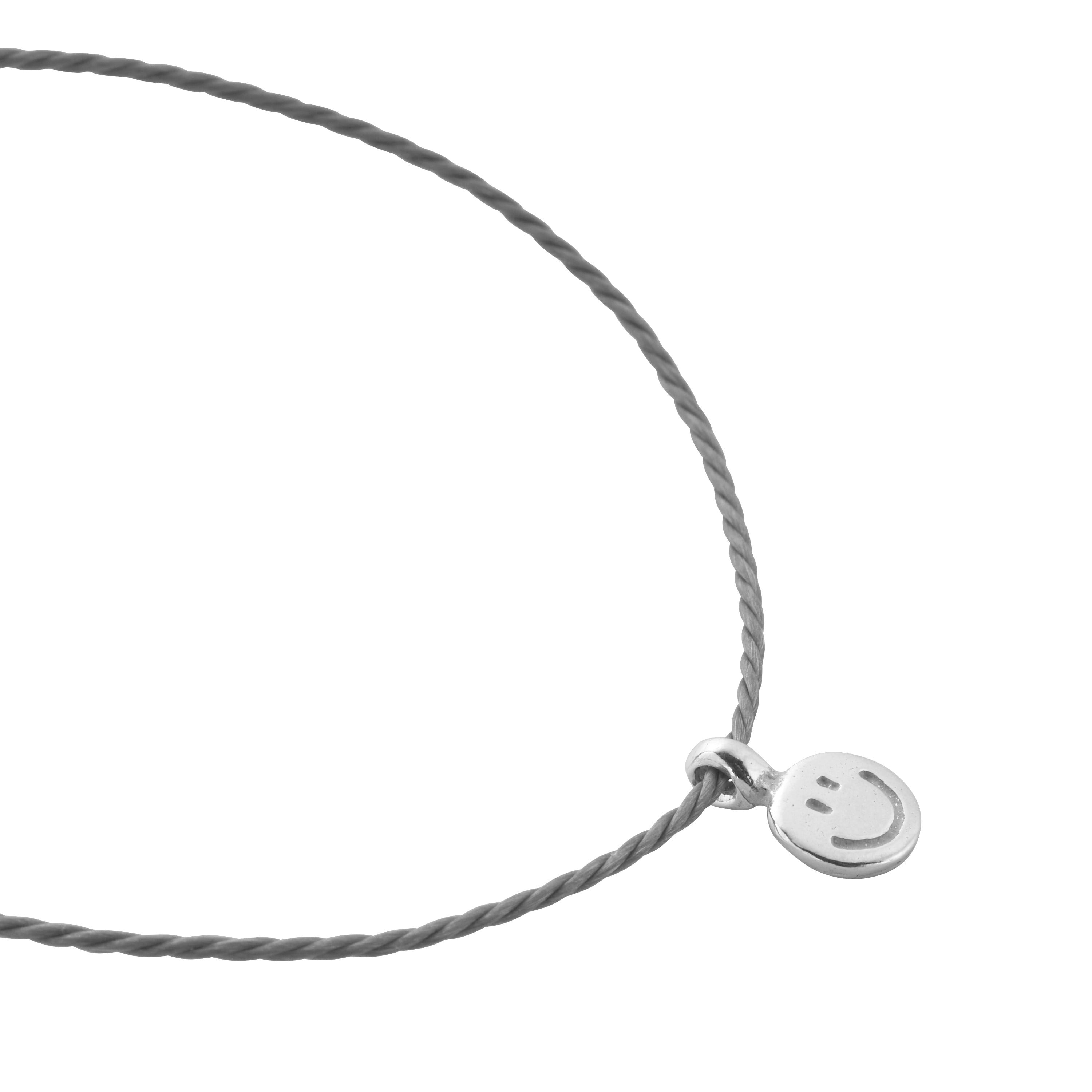 Silver Smiley Face Cord Bracelet