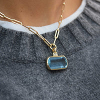 HALI Gold Aquamarine & Diamond Necklace