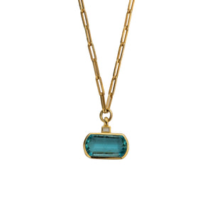 HALI Gold Aquamarine & Diamond Necklace