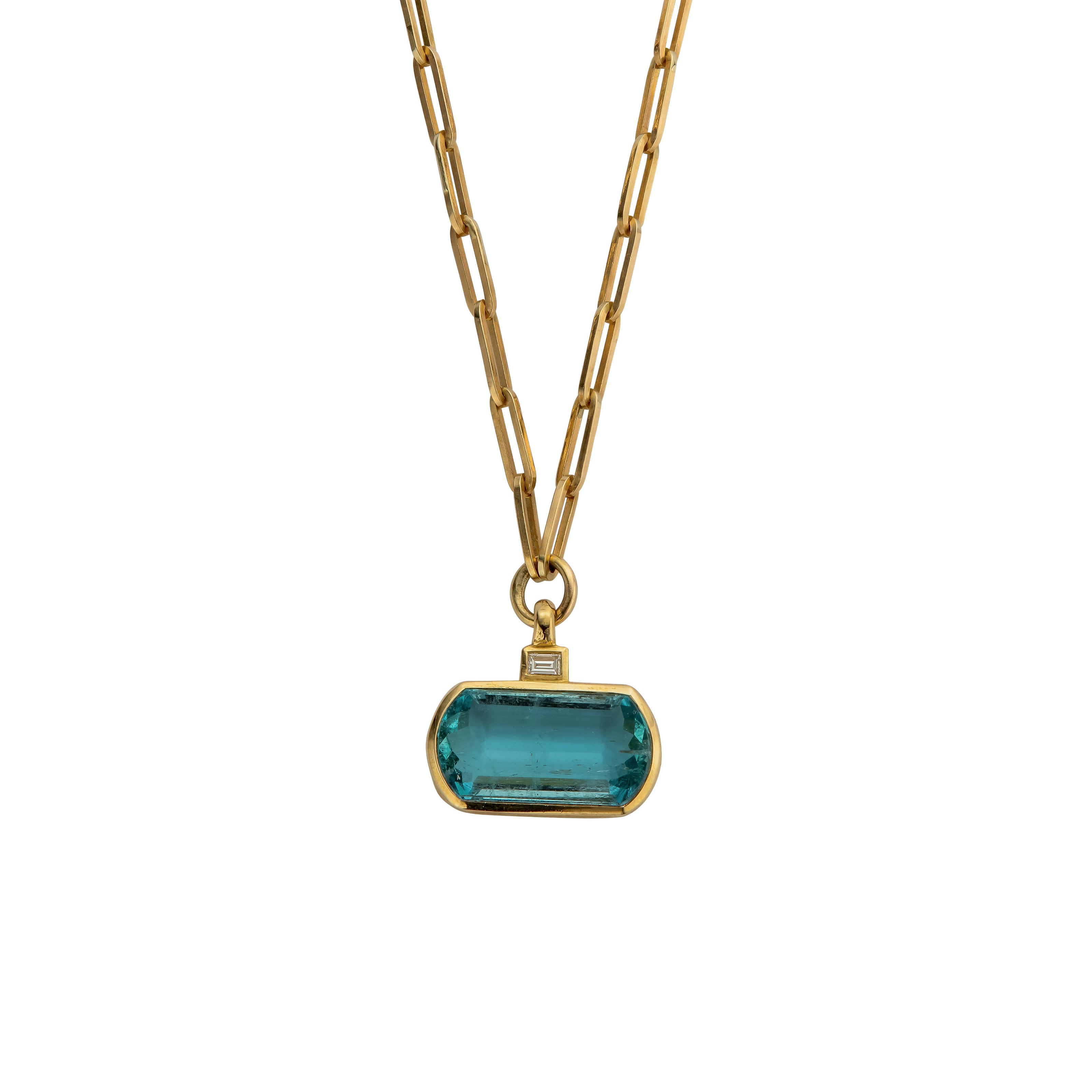 HALI Gold Aquamarine & Diamond Necklace