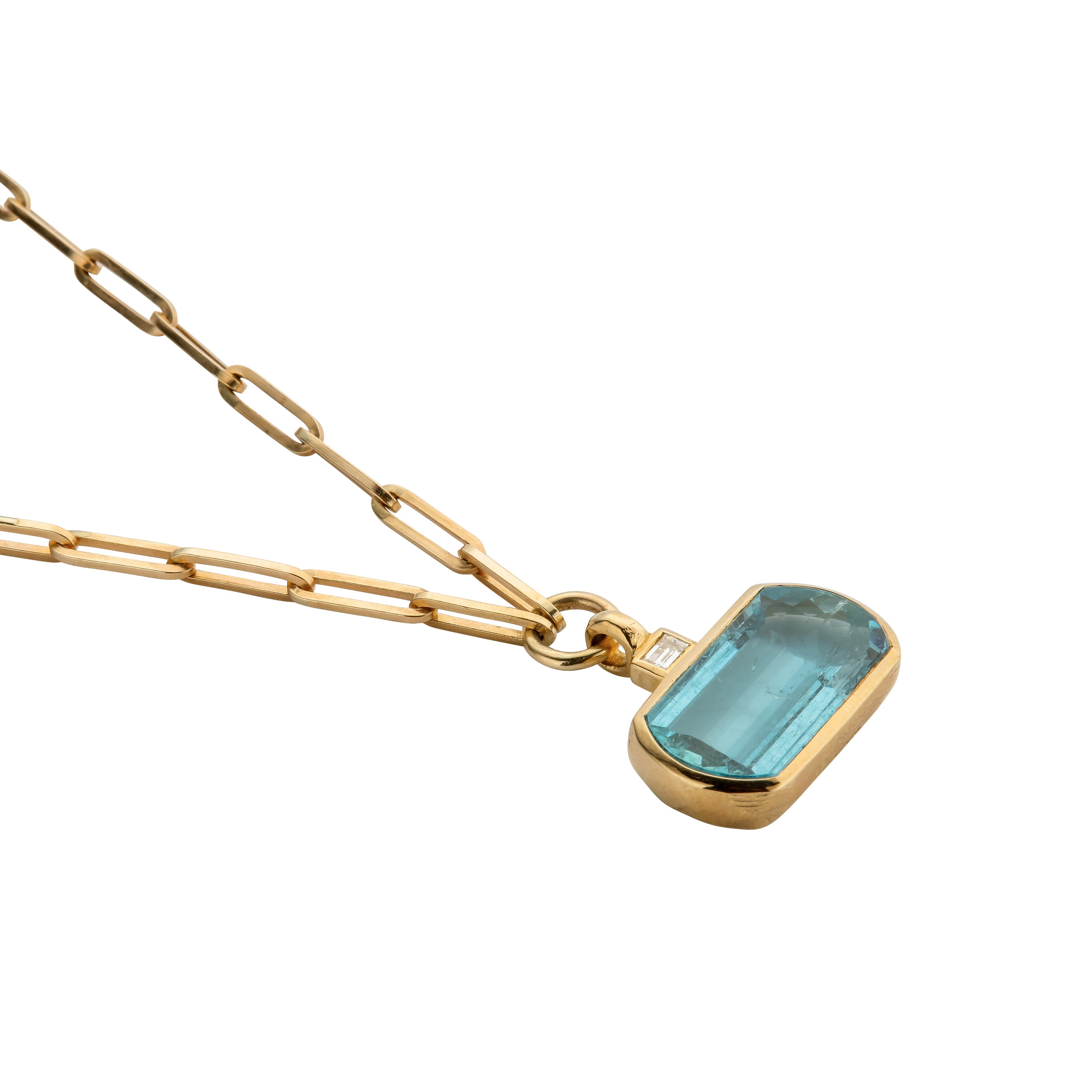 HALI Gold Aquamarine & Diamond Necklace