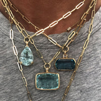 HALI Gold Aquamarine & Diamond Necklace
