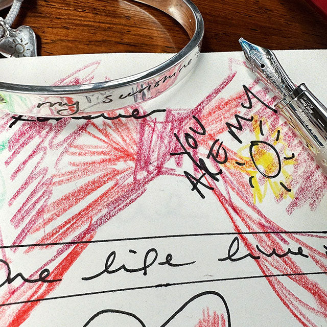 Silver Midi Heart Necklace With Handwriting