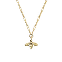 Gold Large Honey Bee Trace Chain Necklace