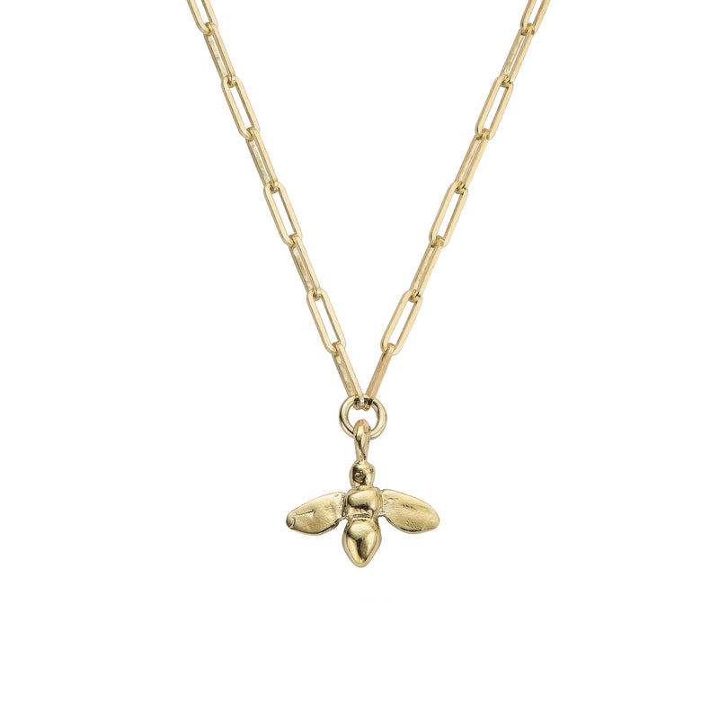 Gold Large Honey Bee Trace Chain Necklace