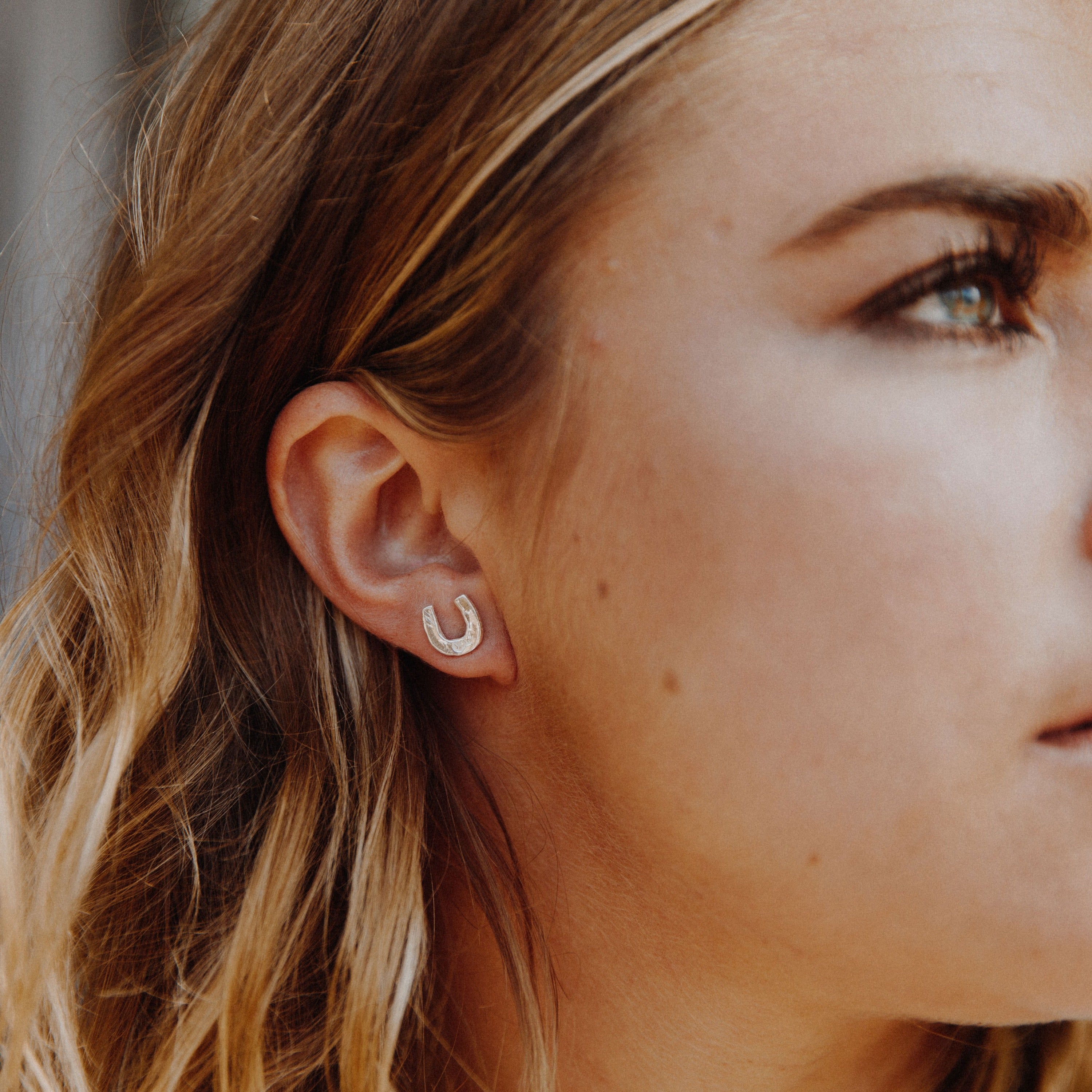 Silver Mini Horseshoe Stud Earrings
