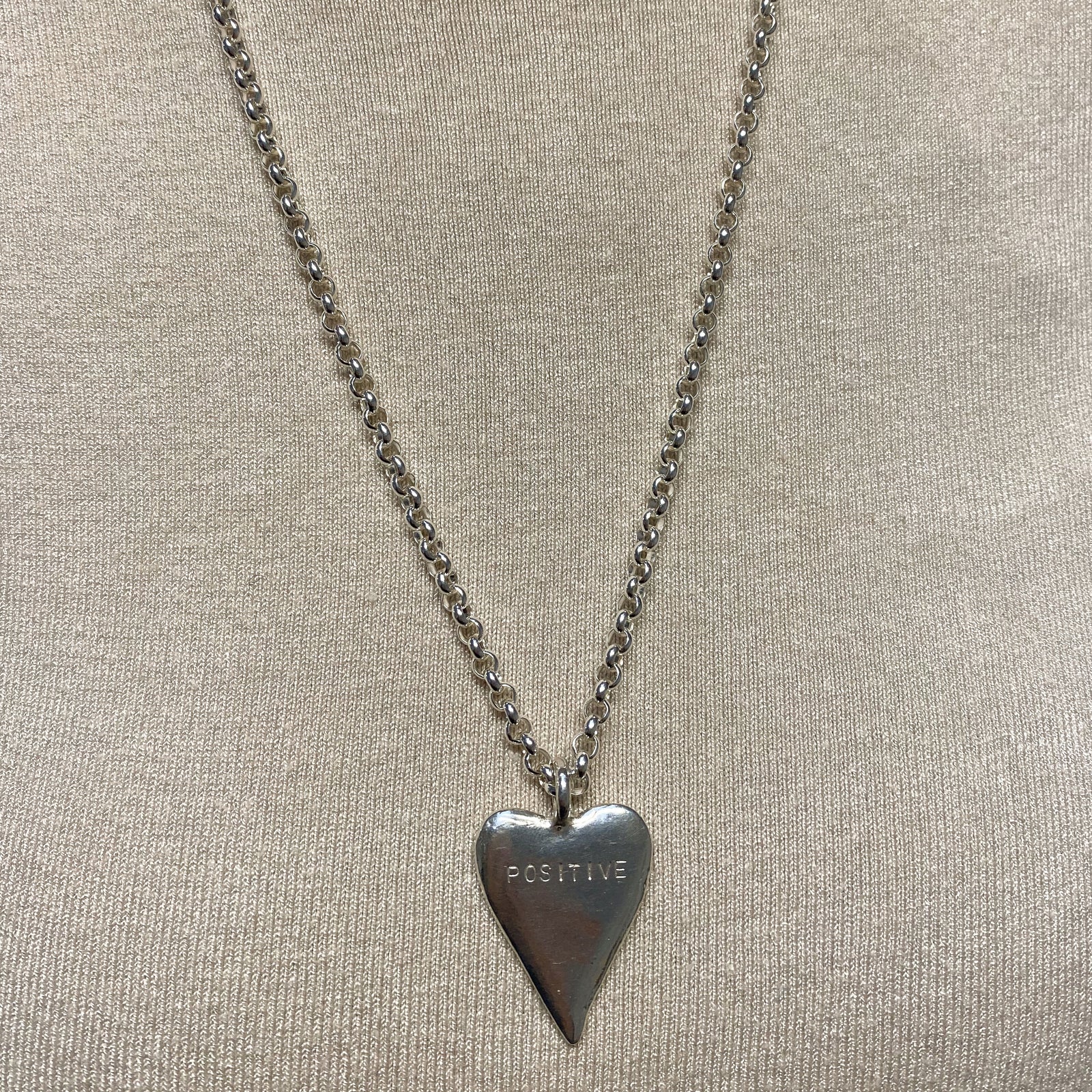 Silver 26" Positive Maxi Heart Necklace