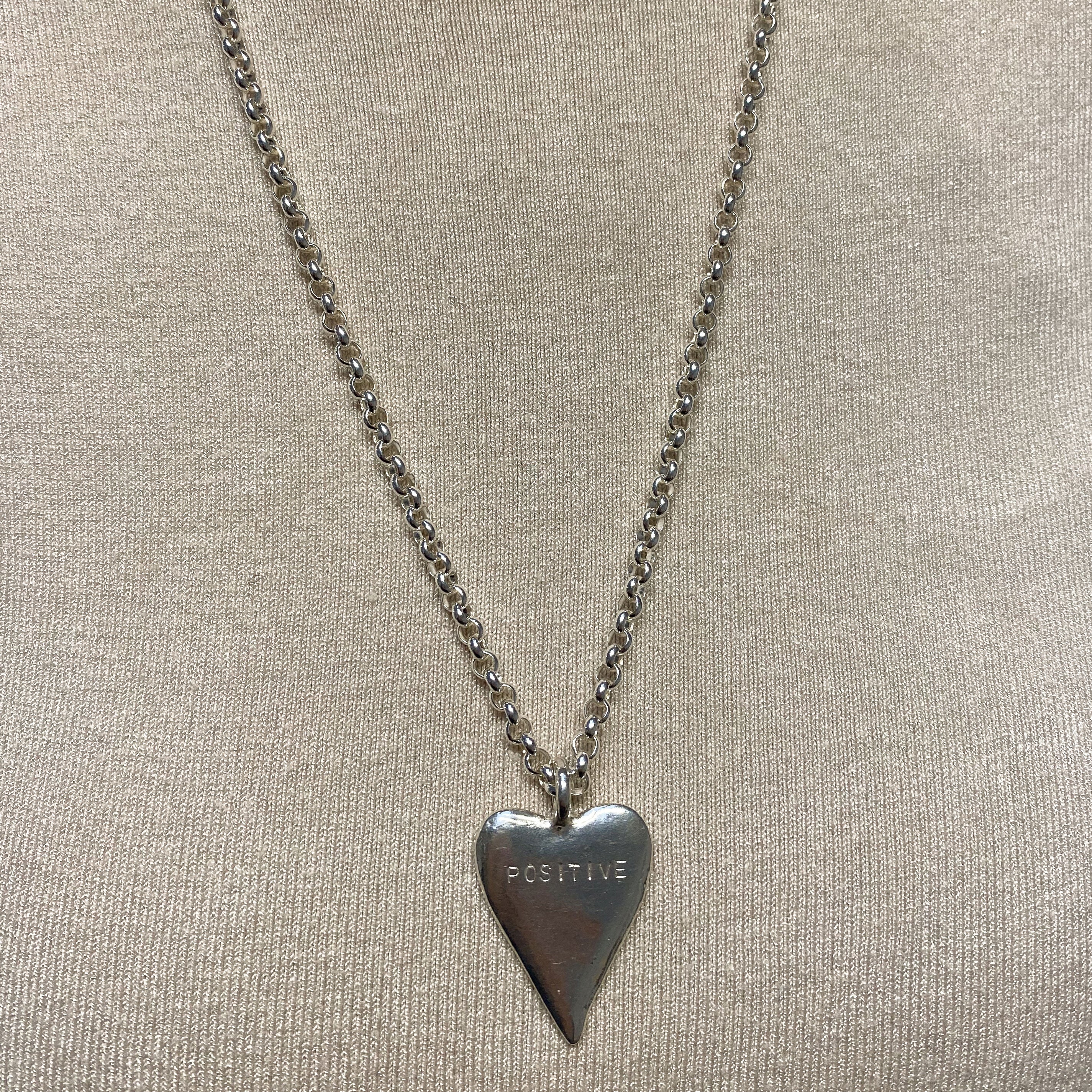 Silver 26" Positive Maxi Heart Necklace