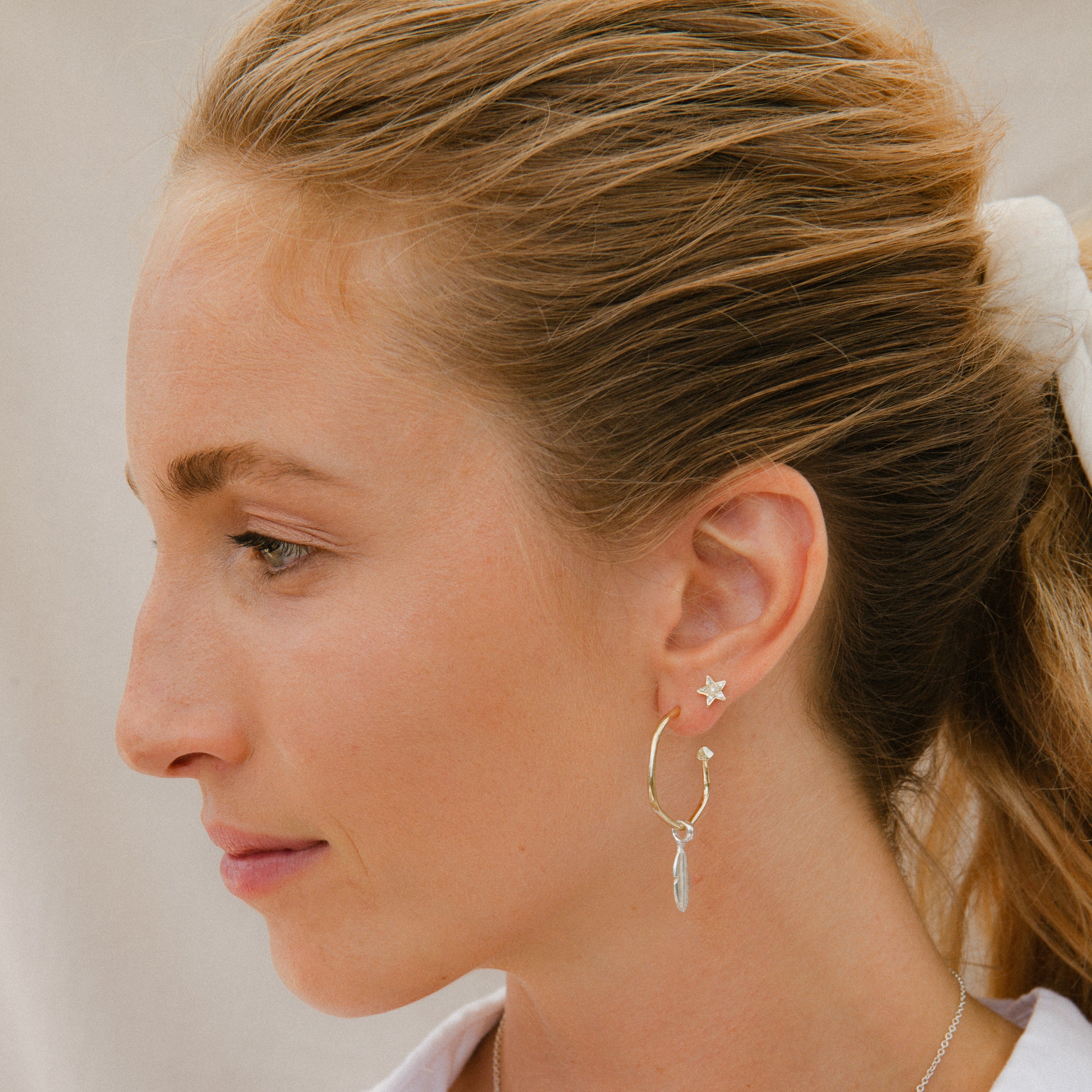 Maxi Cupid Hoops With Mini Feather Charms