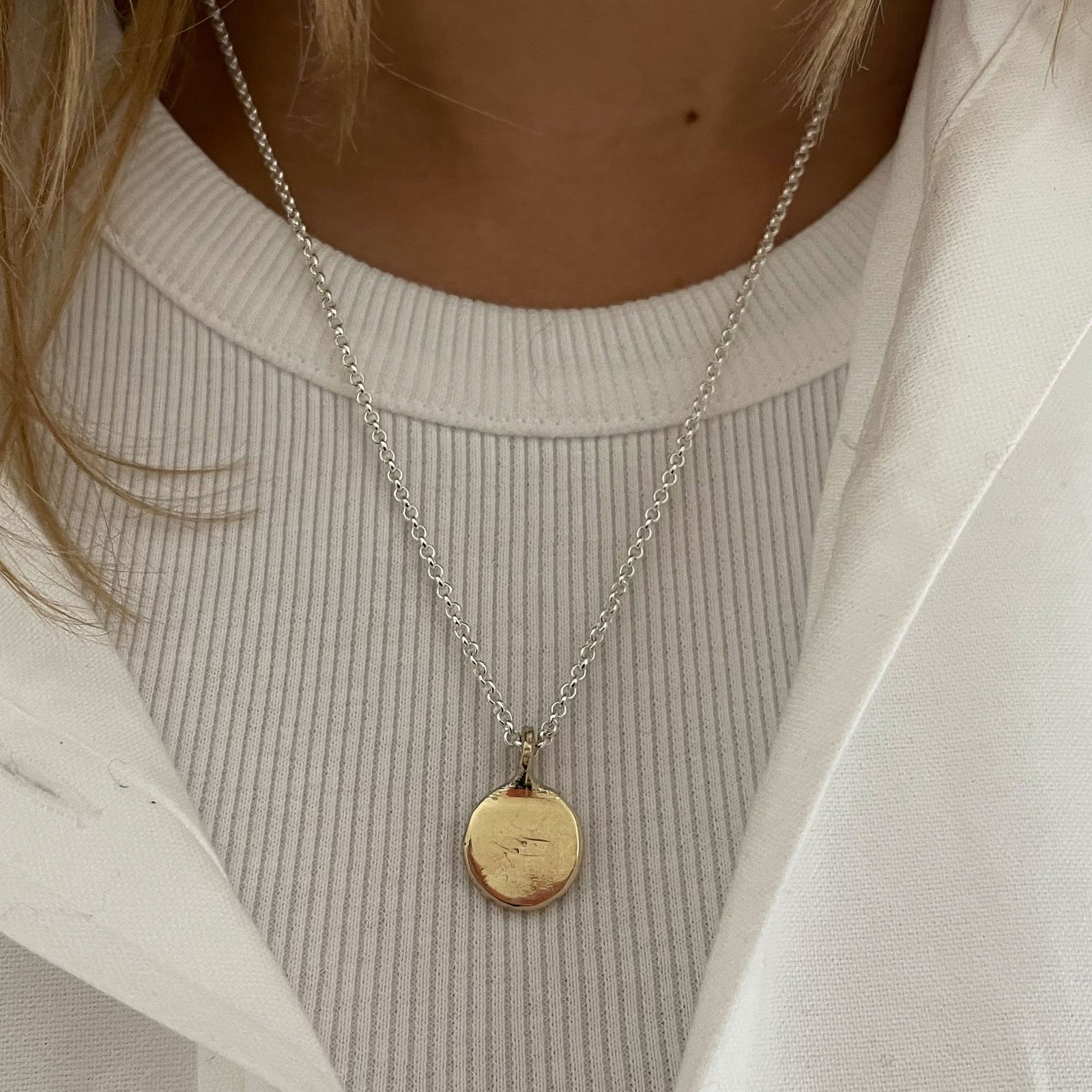 Silver & Gold Medium Coin Necklace