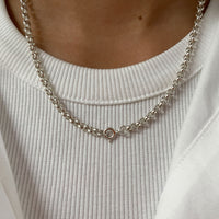 Silver & Gold 18" Fixed Large Heart Necklace