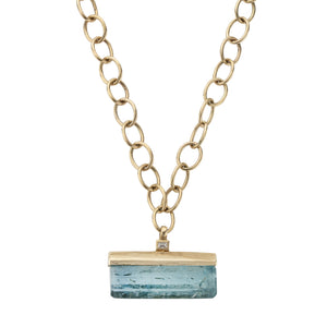 KAILANI Large Gold Aquamarine & Diamond Necklace