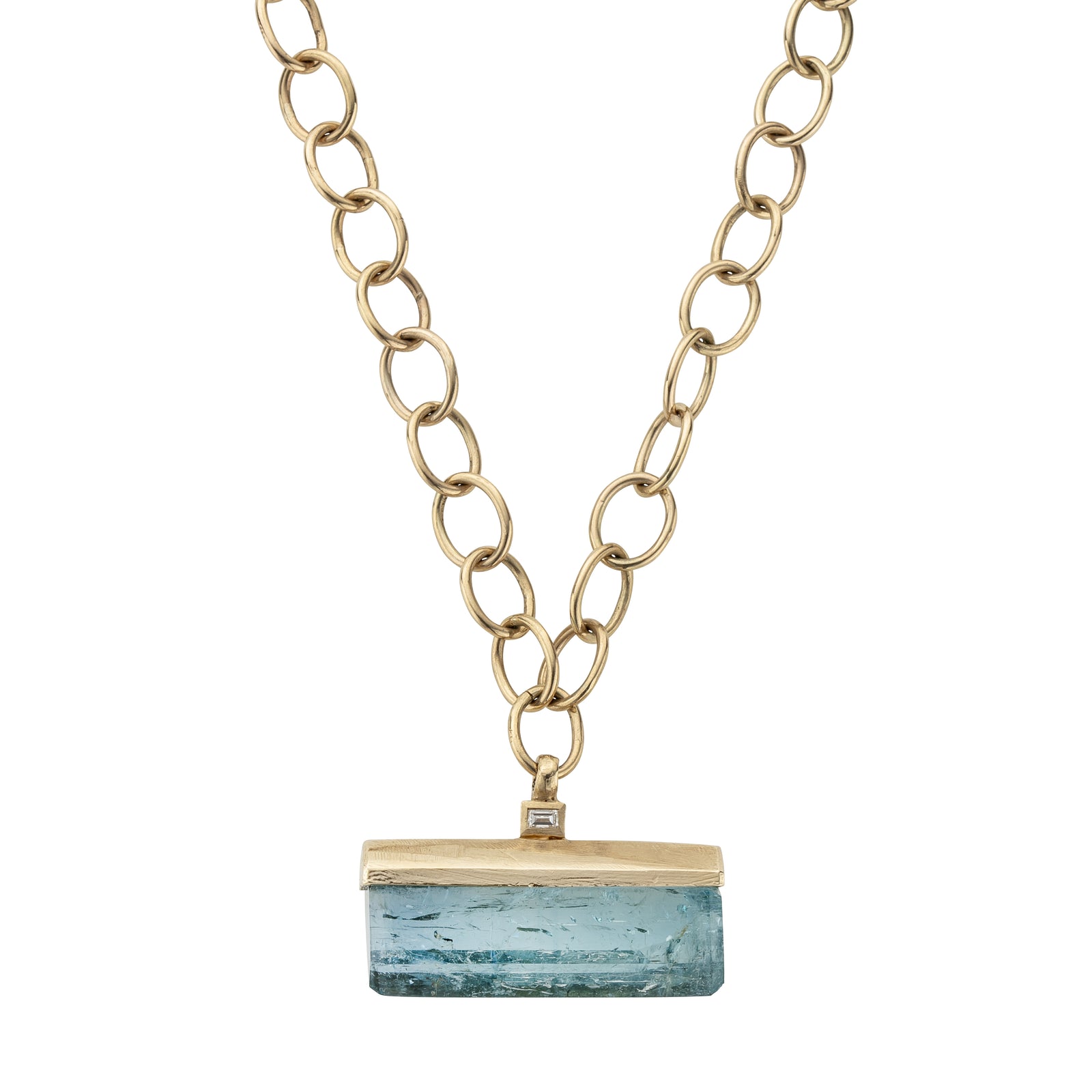 KAILANI Large Gold Aquamarine & Diamond Necklace