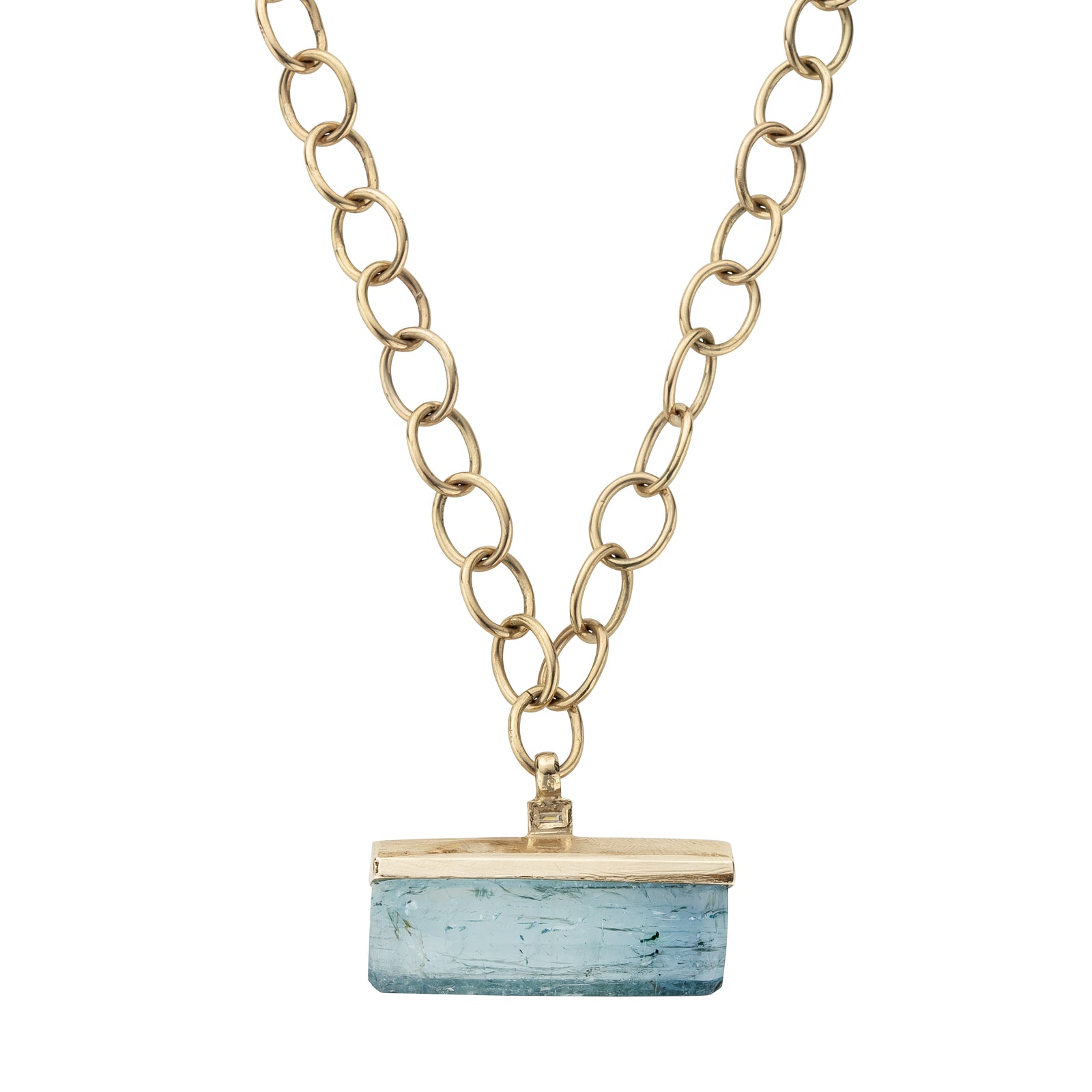 KAILANI Large Gold Aquamarine & Diamond Necklace