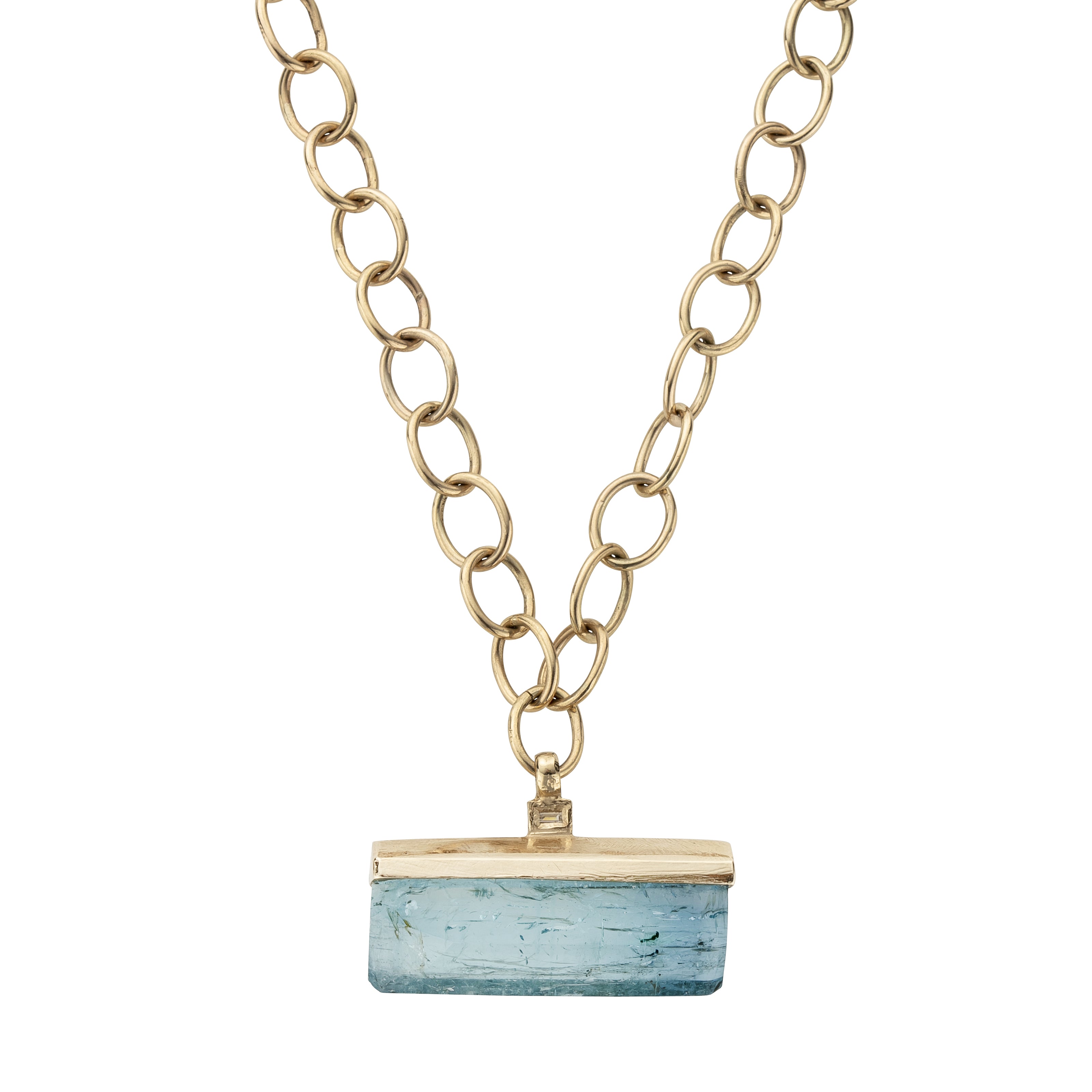 KAILANI Large Gold Aquamarine & Diamond Necklace