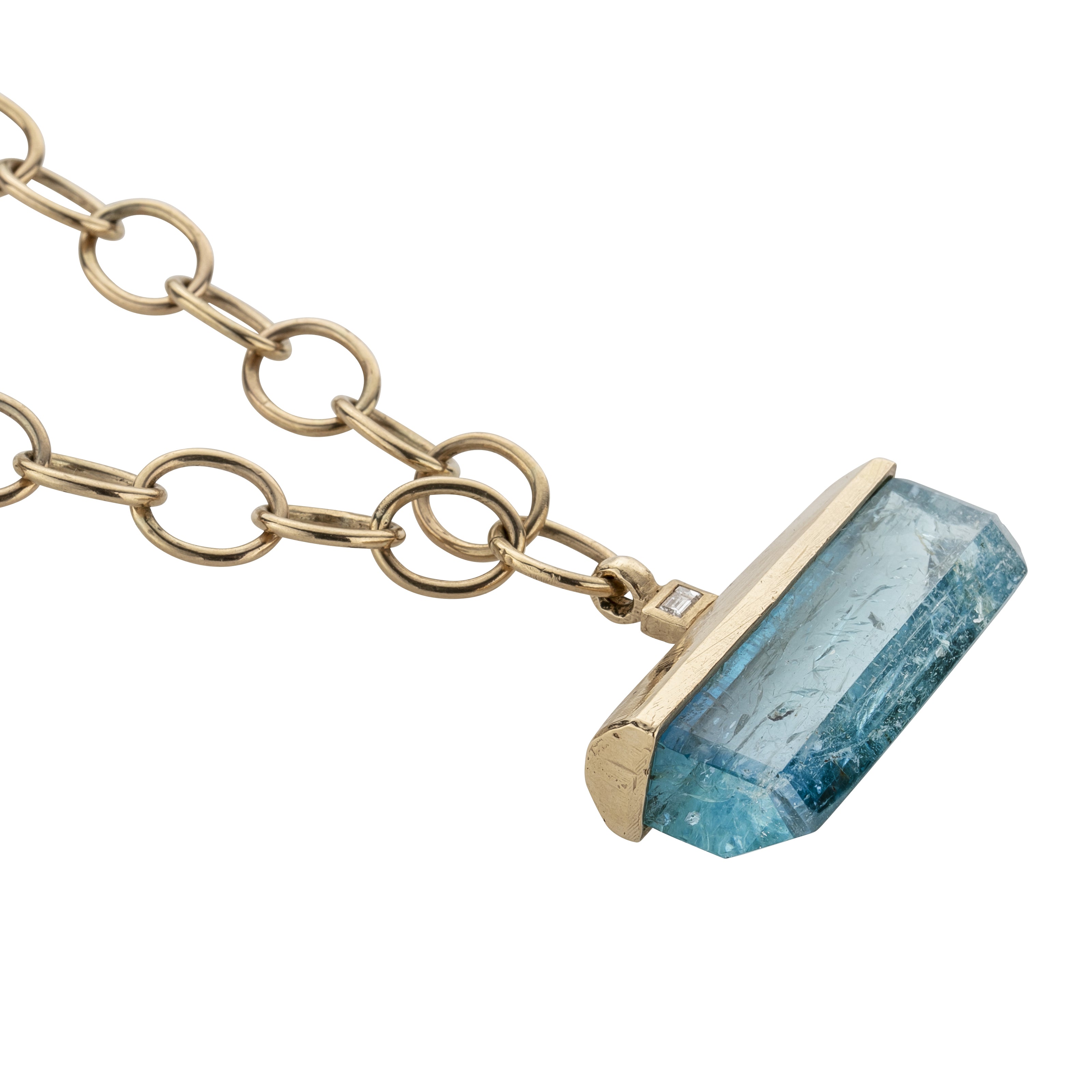 KAILANI Large Gold Aquamarine & Diamond Necklace