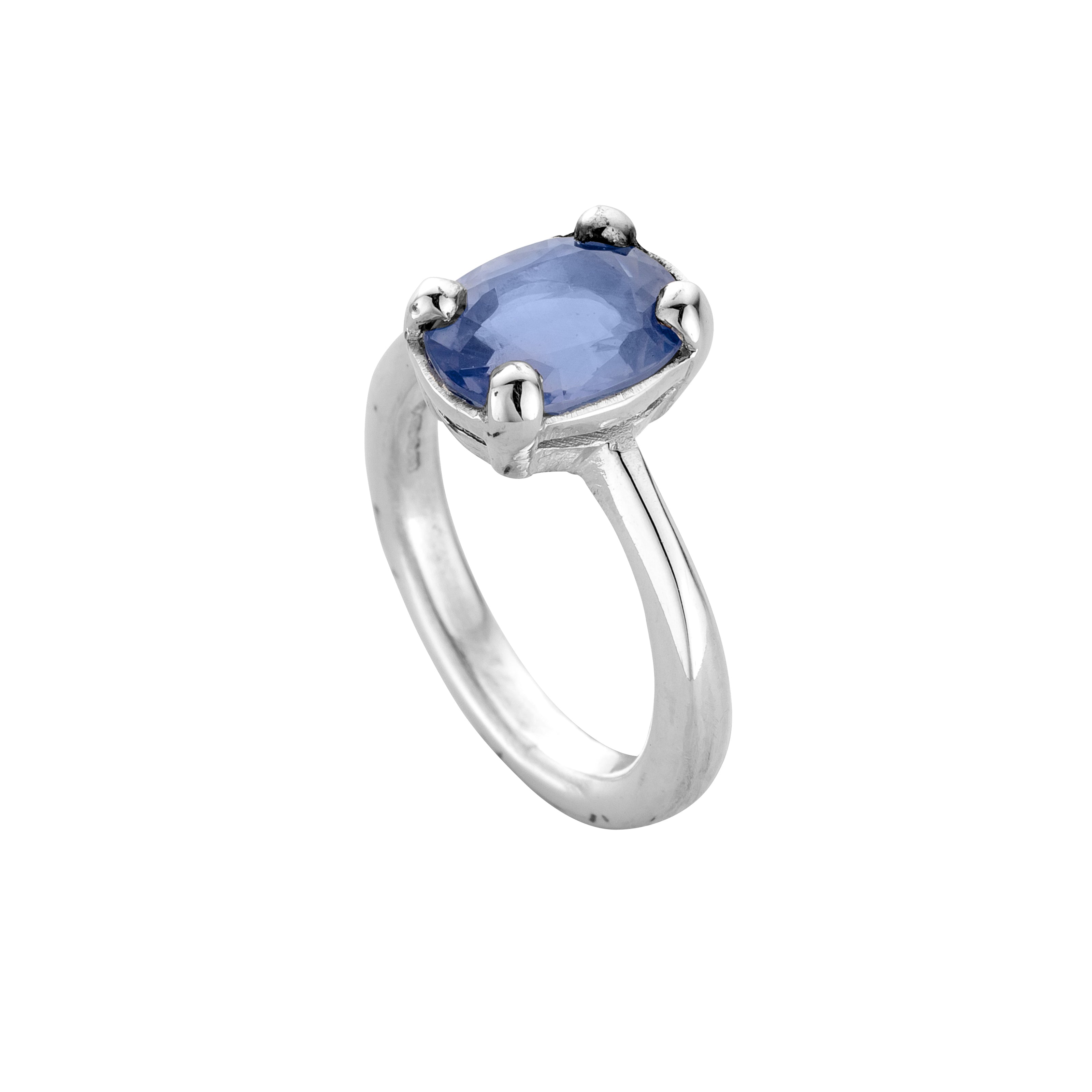 KAI Silver Blue Sapphire Claw Ring