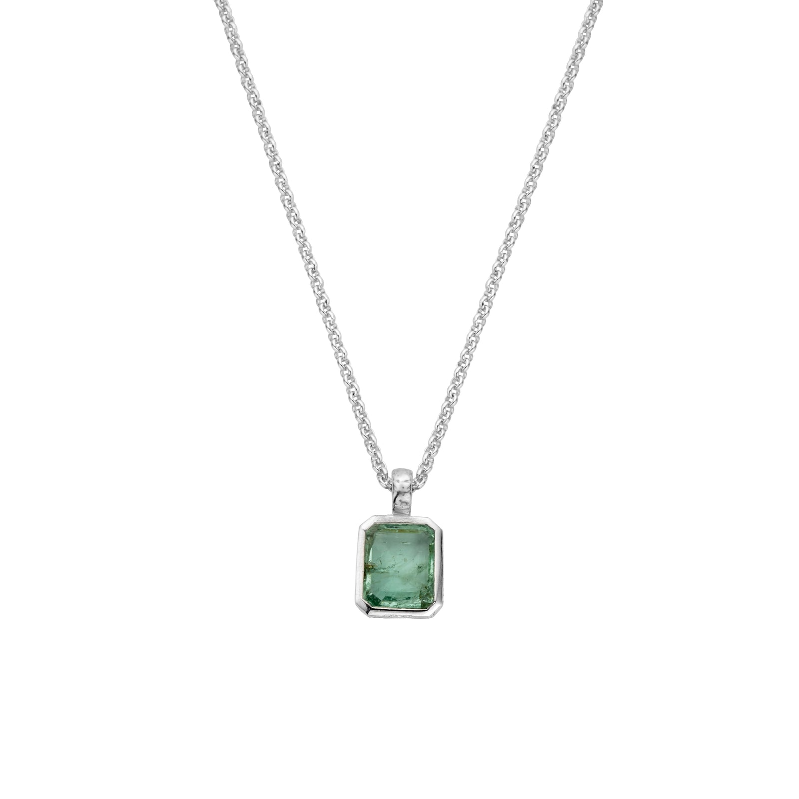 KAMAKOU Silver Emerald Necklace