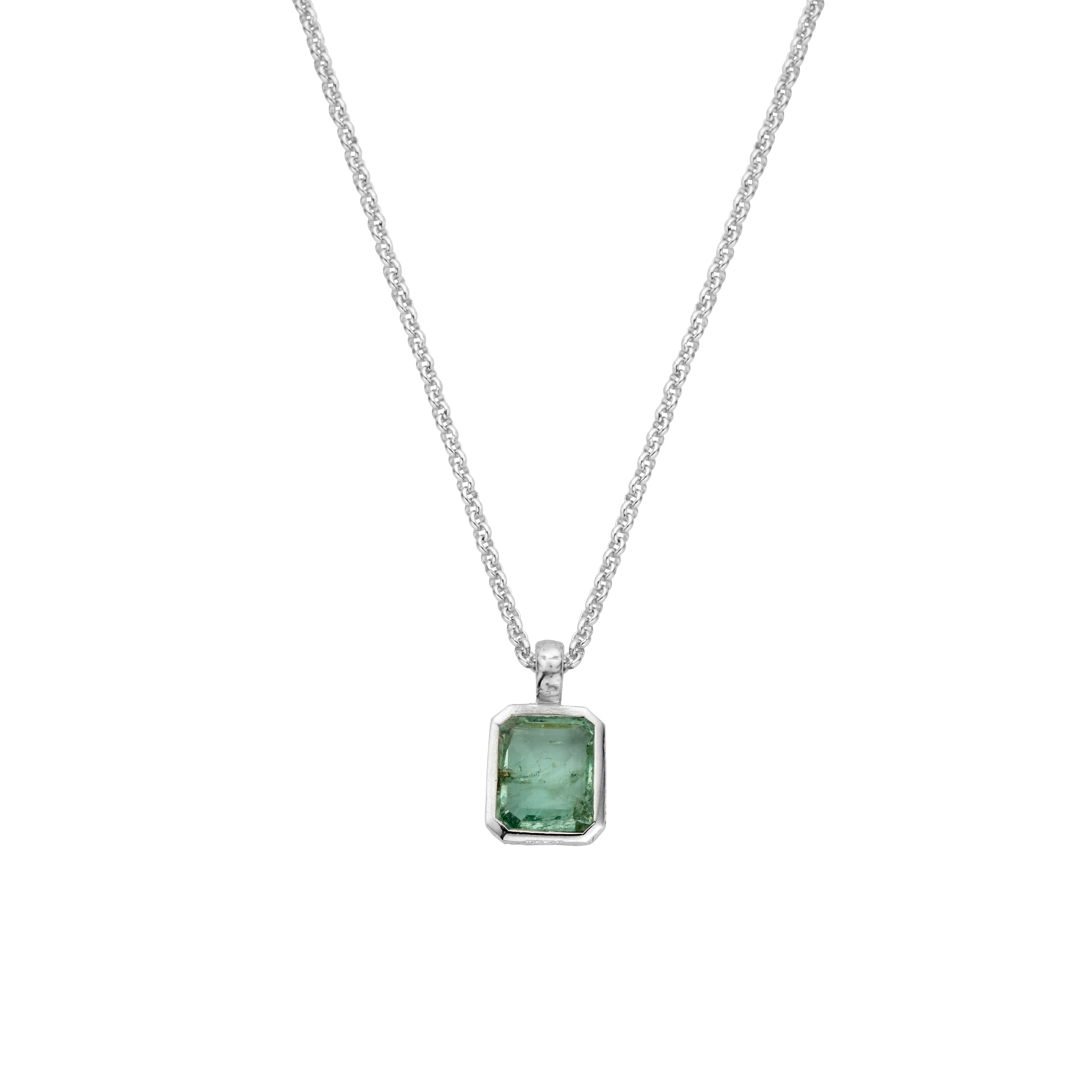 KAMAKOU Silver Emerald Necklace