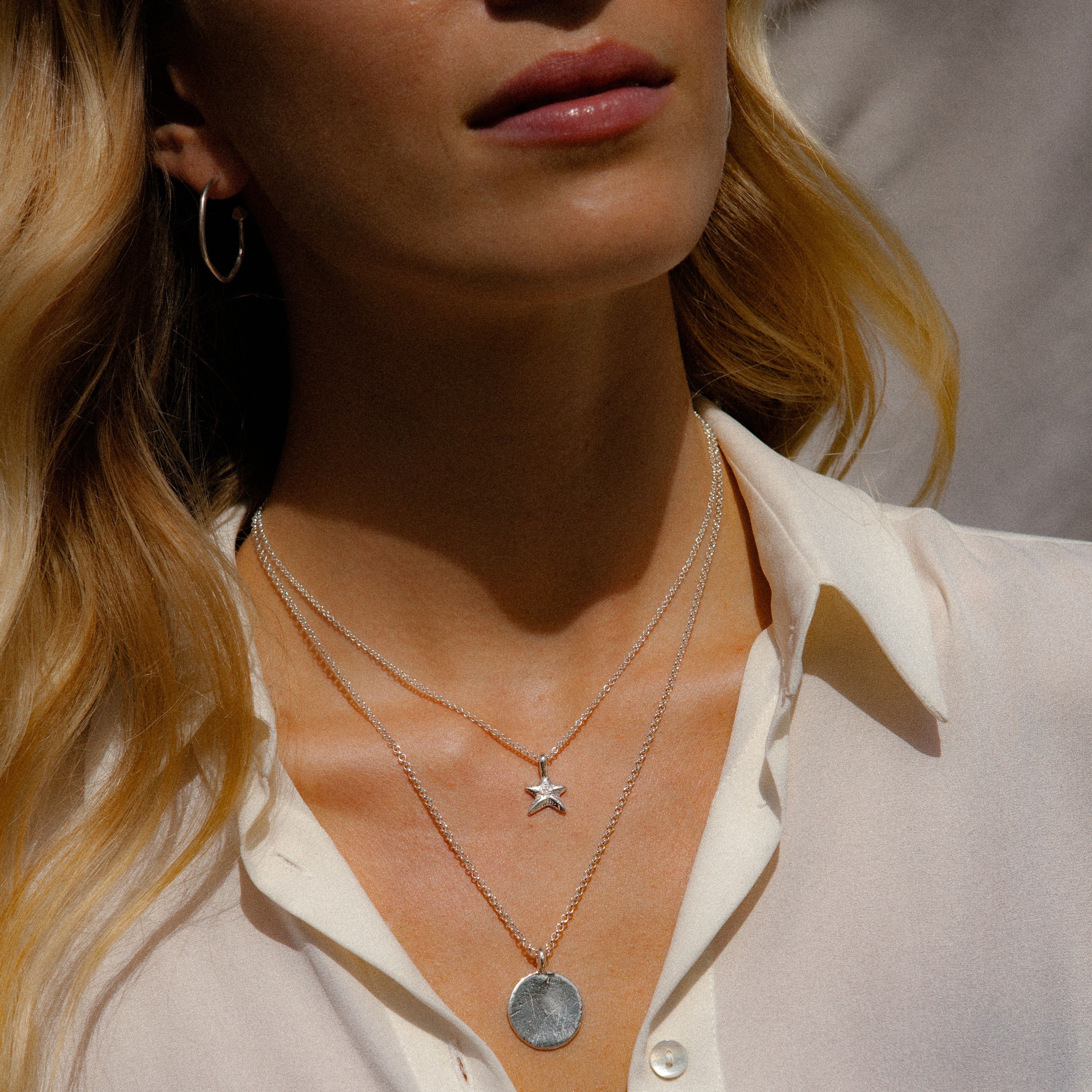 Silver Large Moon Necklace