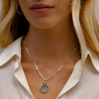 Silver Large Moon Trace Chain Necklace