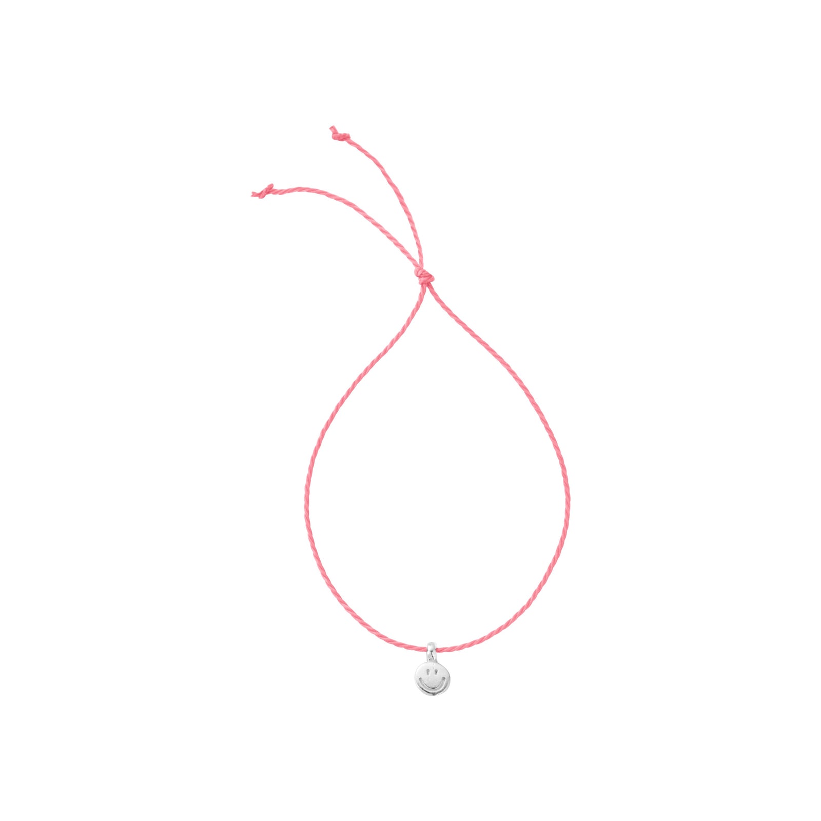 Silver Smiley Face Cord Bracelet