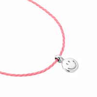 Silver Smiley Face Cord Bracelet