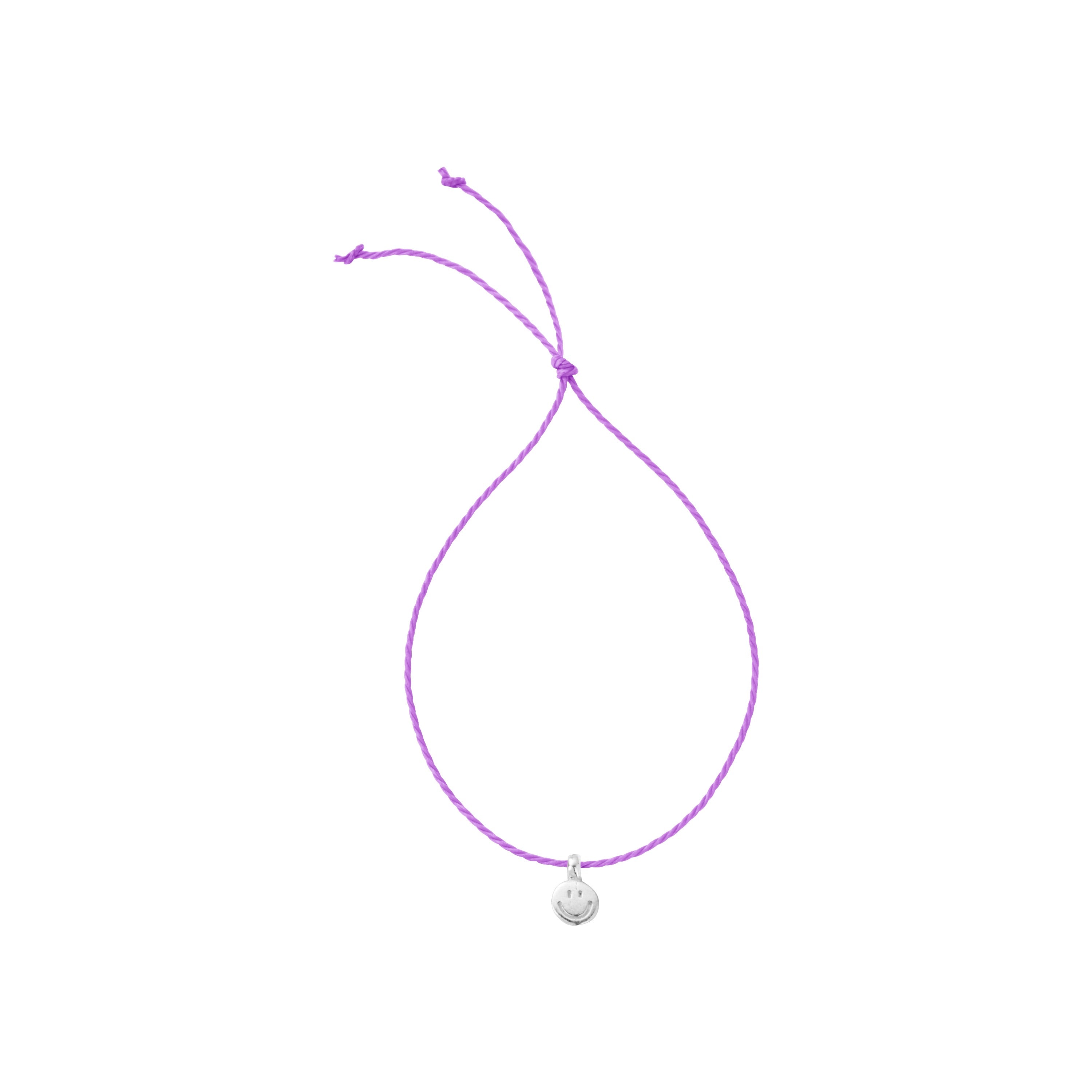 Children's Silver Smiley Face Cord Bracelet