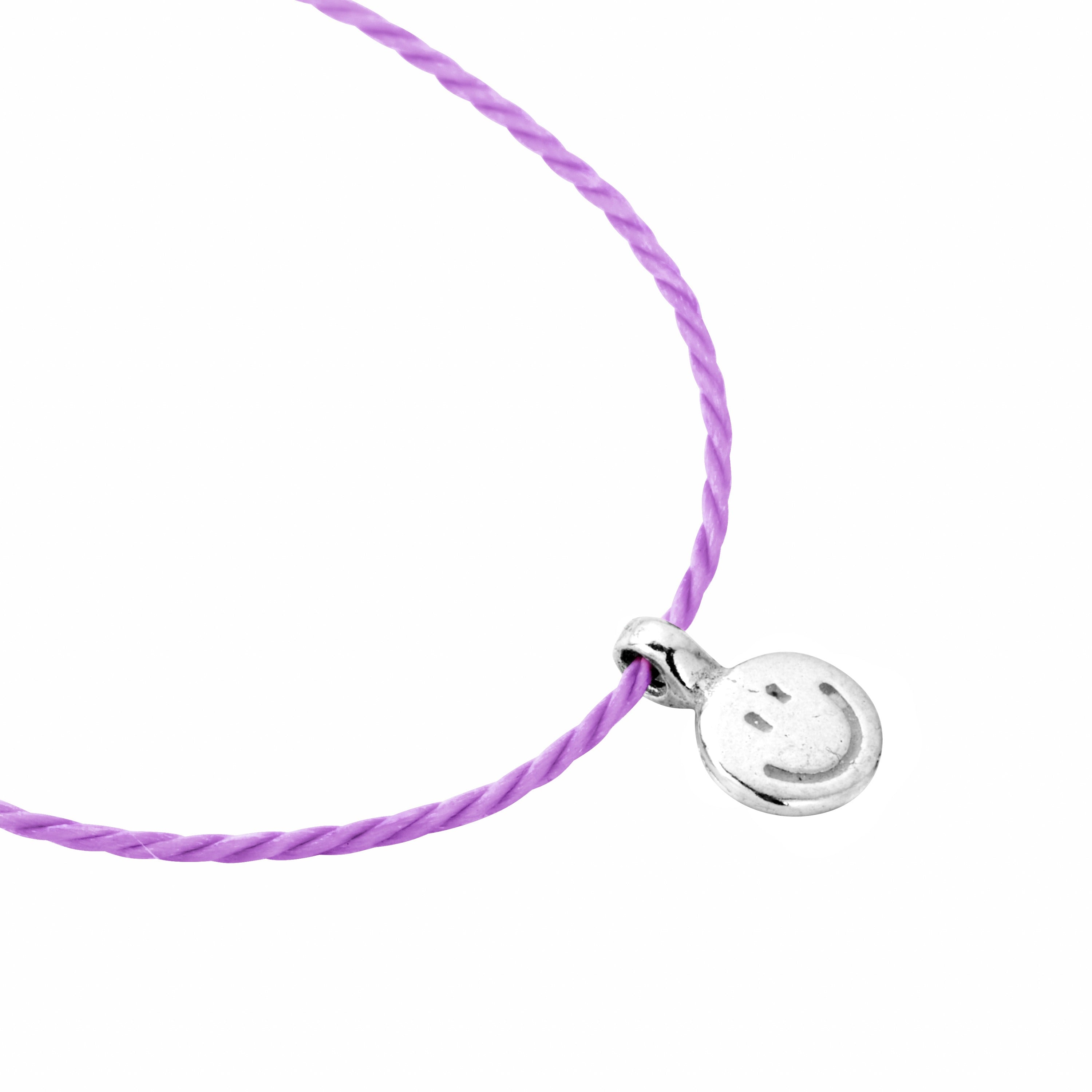 Silver Smiley Face Cord Bracelet