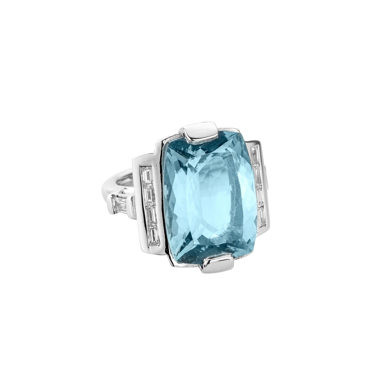 NILAK White Gold Aquamarine & Diamond Ring