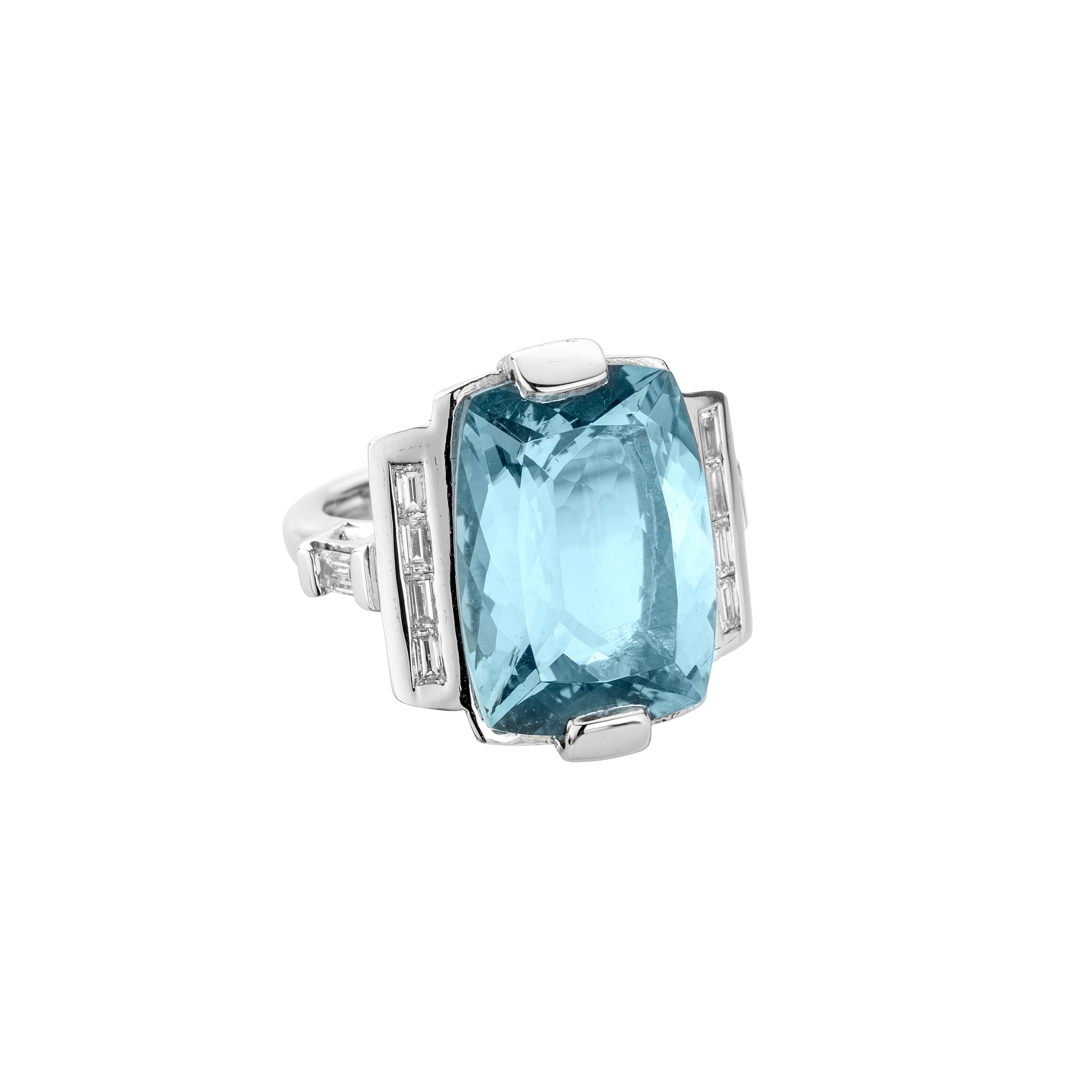 NILAK White Gold Aquamarine & Diamond Ring