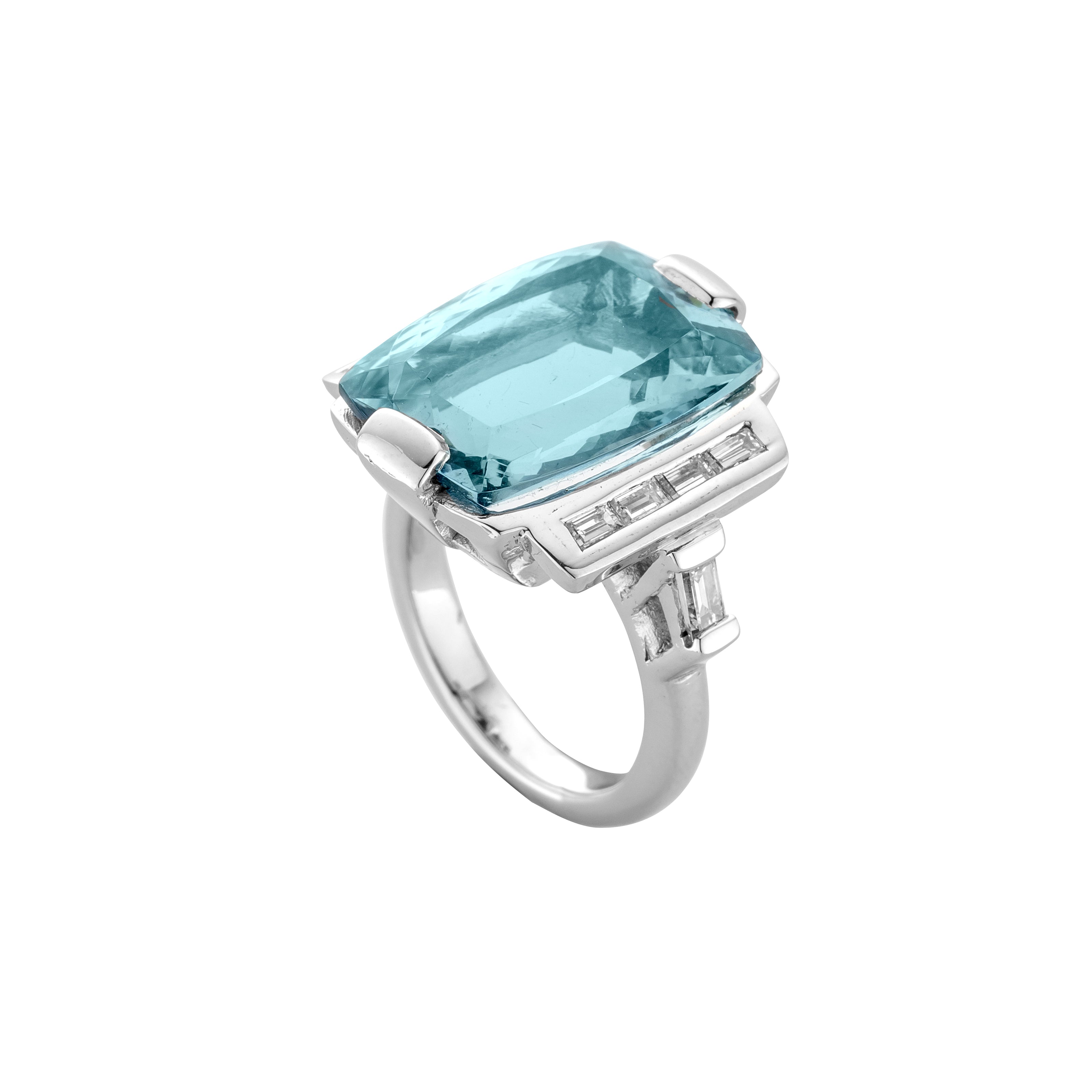 NILAK White Gold Aquamarine & Diamond Ring