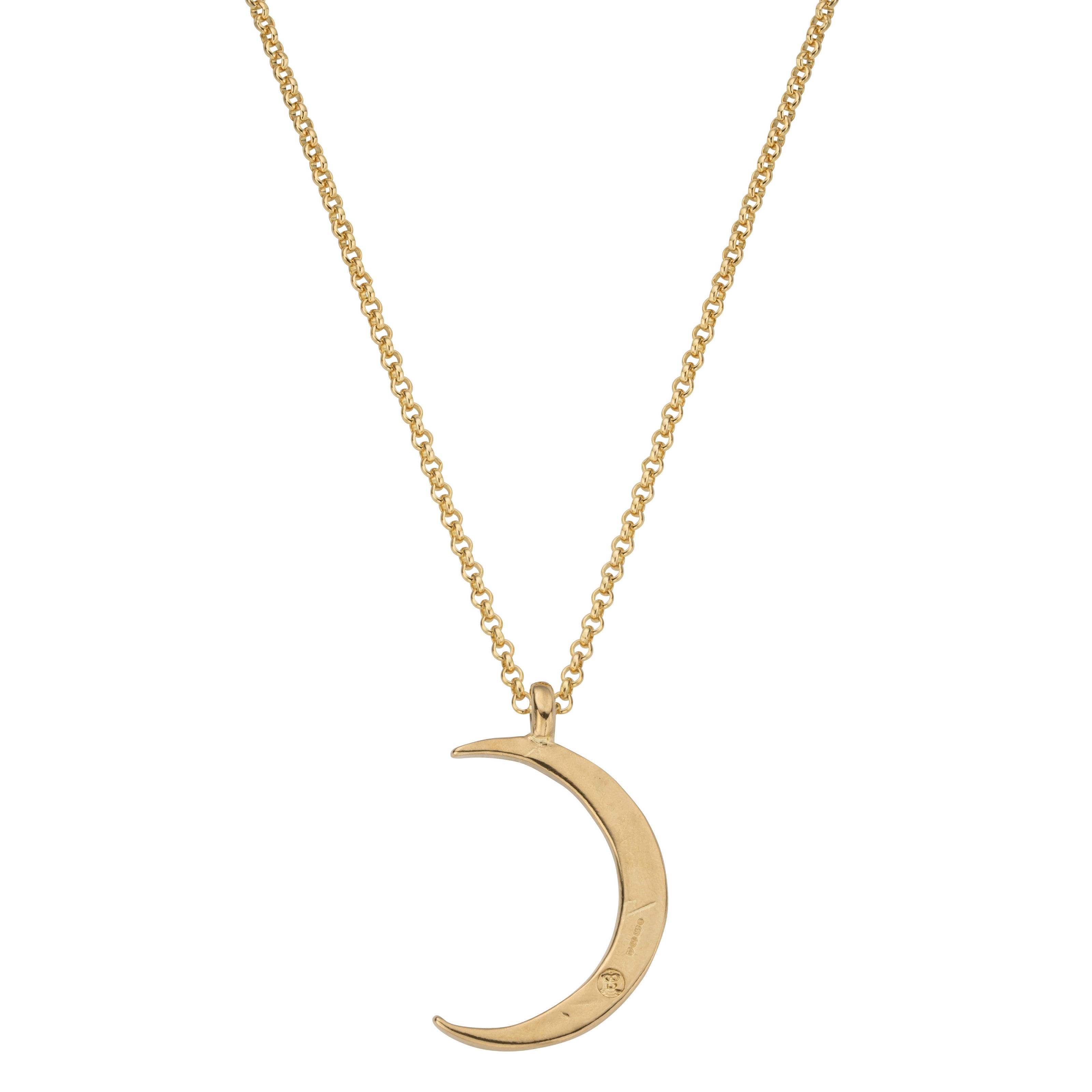 Gold Large Crescent Moon Necklace