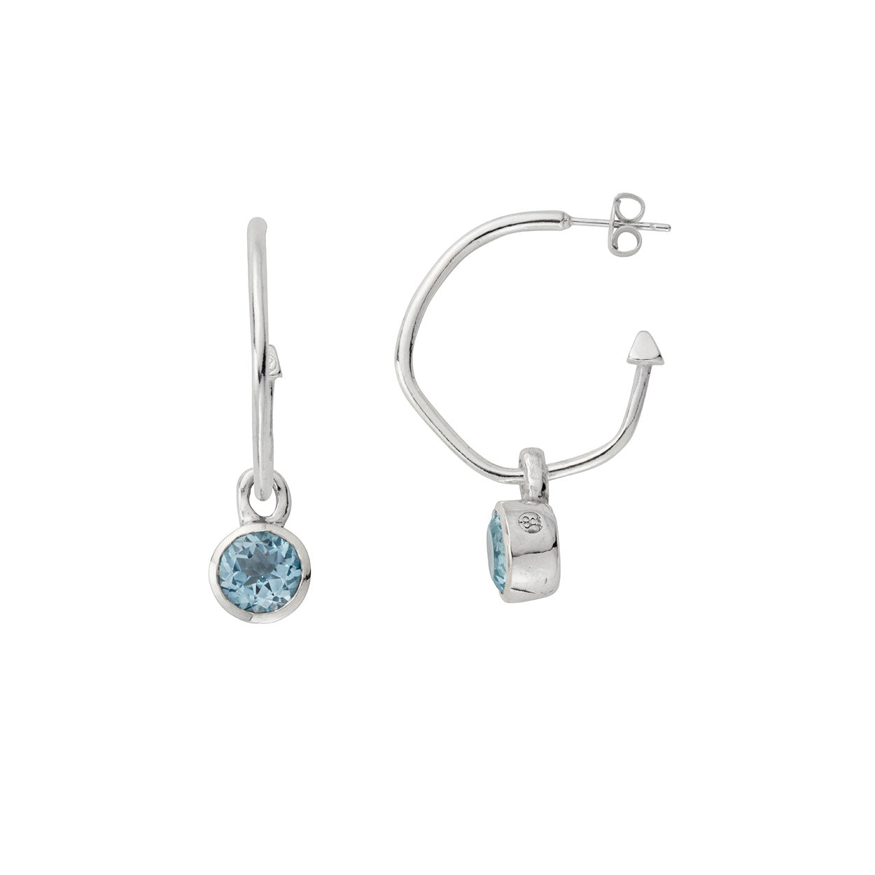 Maxi Cupid Hoops With Blue Topaz Baby Treasure Earring Charms