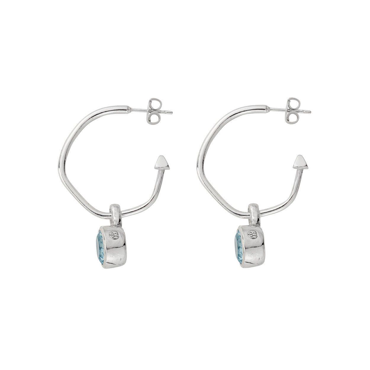 Maxi Cupid Hoops With Blue Topaz Baby Treasure Earring Charms