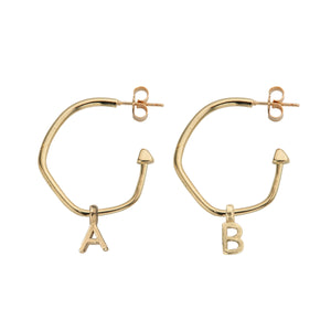 9ct Gold Maxi Cupid Hoop Earrings with Alphabet Charms 