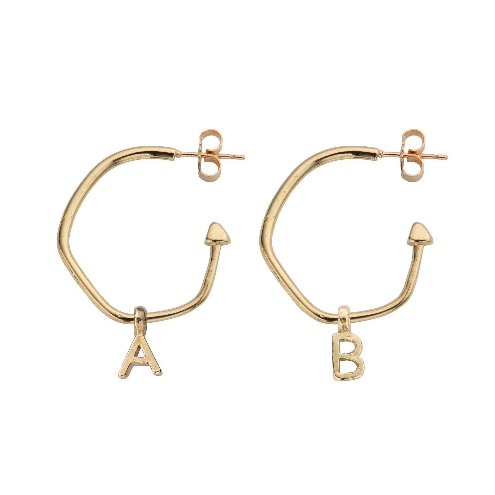 9ct Gold Maxi Cupid Hoop Earrings with Alphabet Charms 