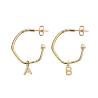 9ct Gold Maxi Cupid Hoop Earrings with Alphabet Charms 