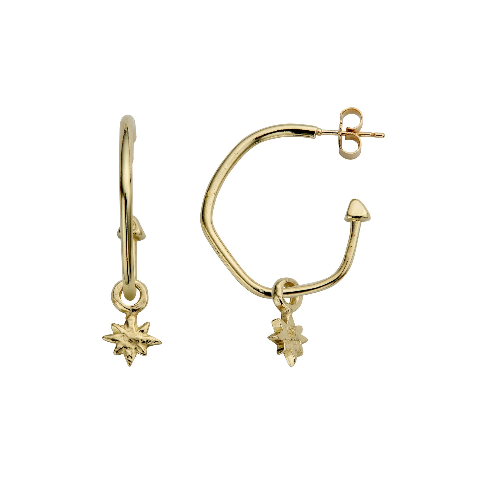 Gold Maxi Cupid Hoops With Baby North Star Charms