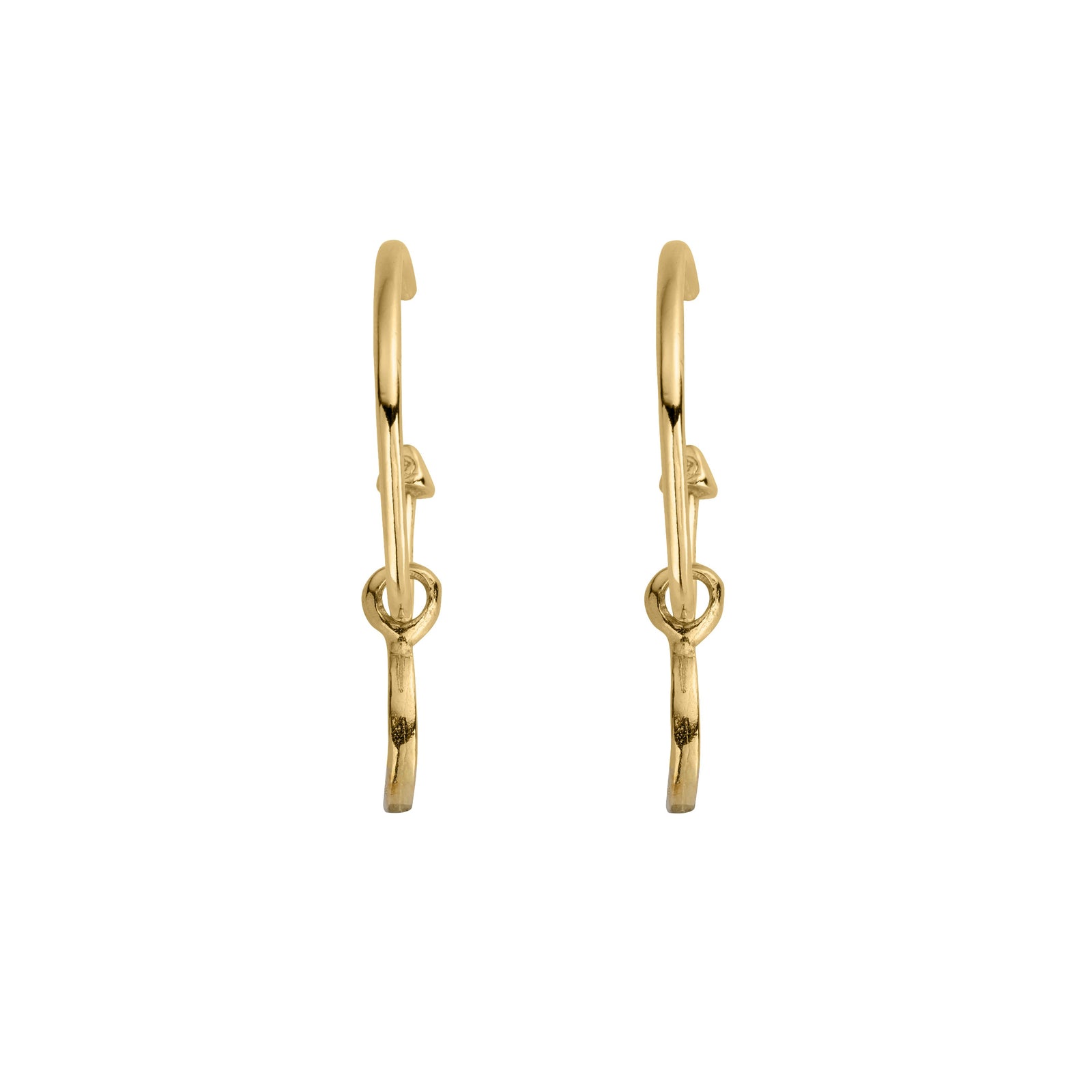 Gold Maxi Cupid Hoops With Mini Crescent Moon Charms