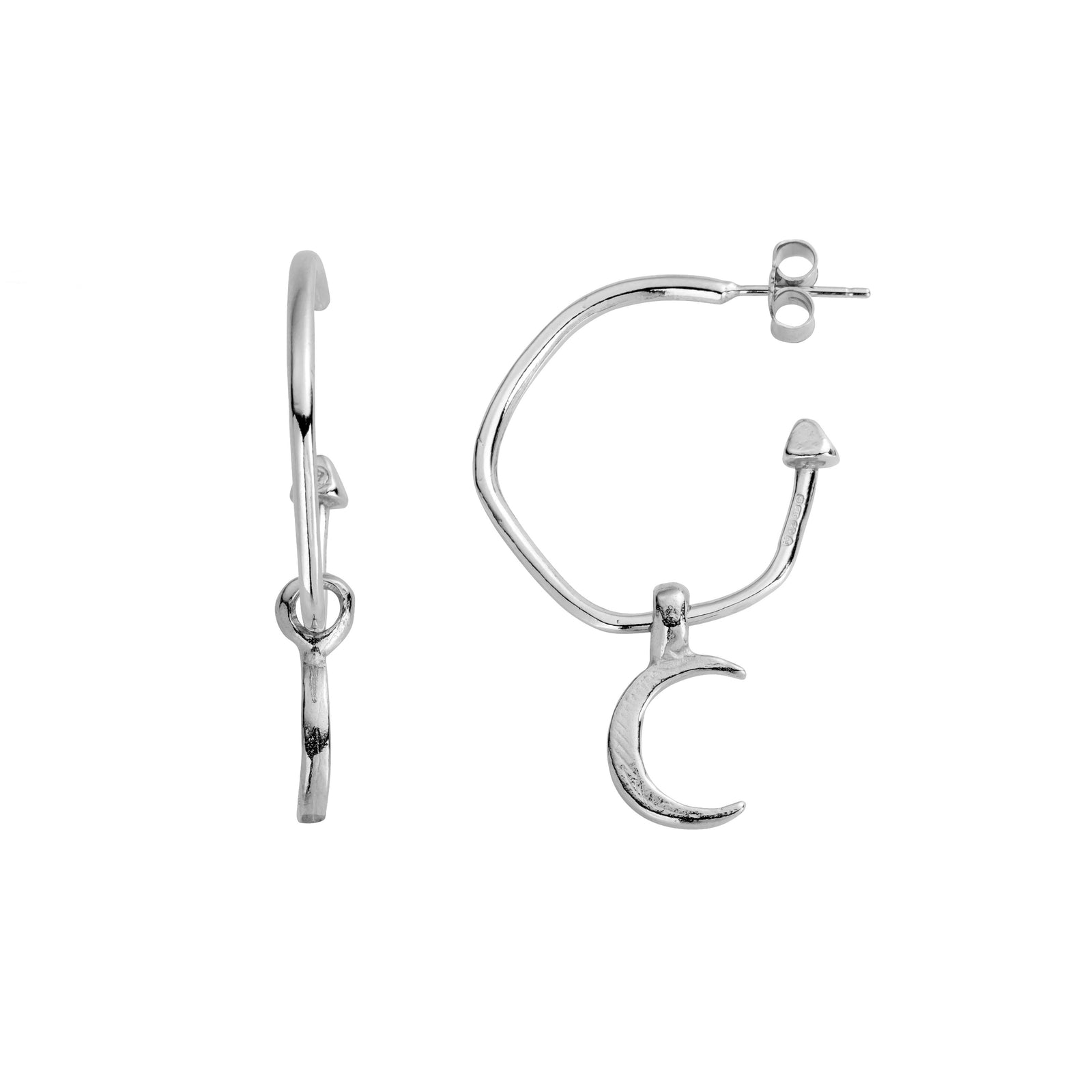 Maxi Cupid Hoops With Mini Crescent Moon Charms